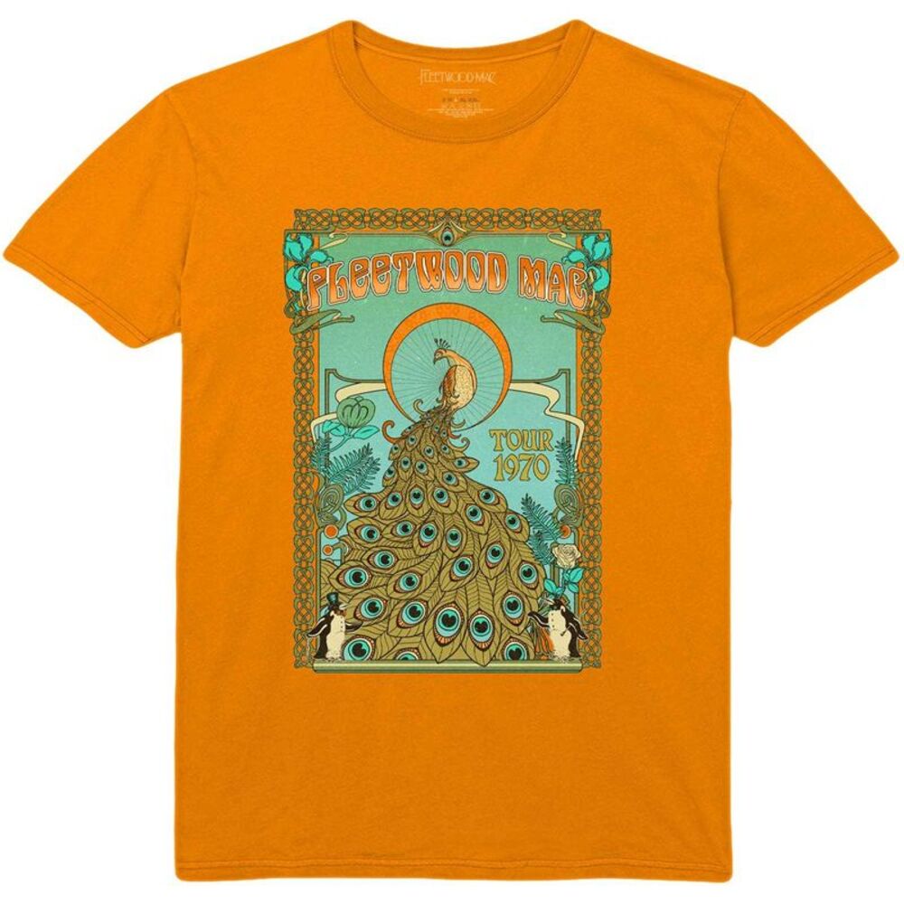 Fleetwood Mac Unisex Adult Peacock Cotton T-Shirt / Orange